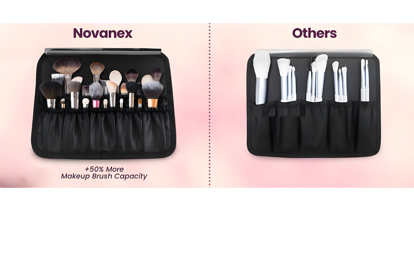 Travel Makeup Organiser Bag  With Led Mirror- Pink